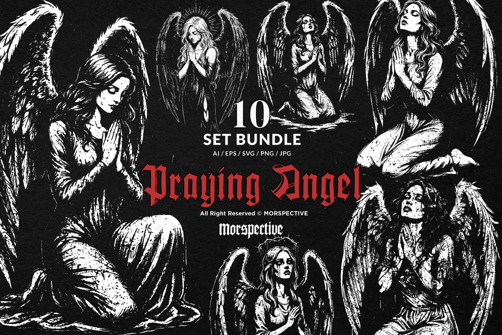 10 Bundle Dark Art Praying Angel 1 10 Bundle Dark Art Praying Angel
