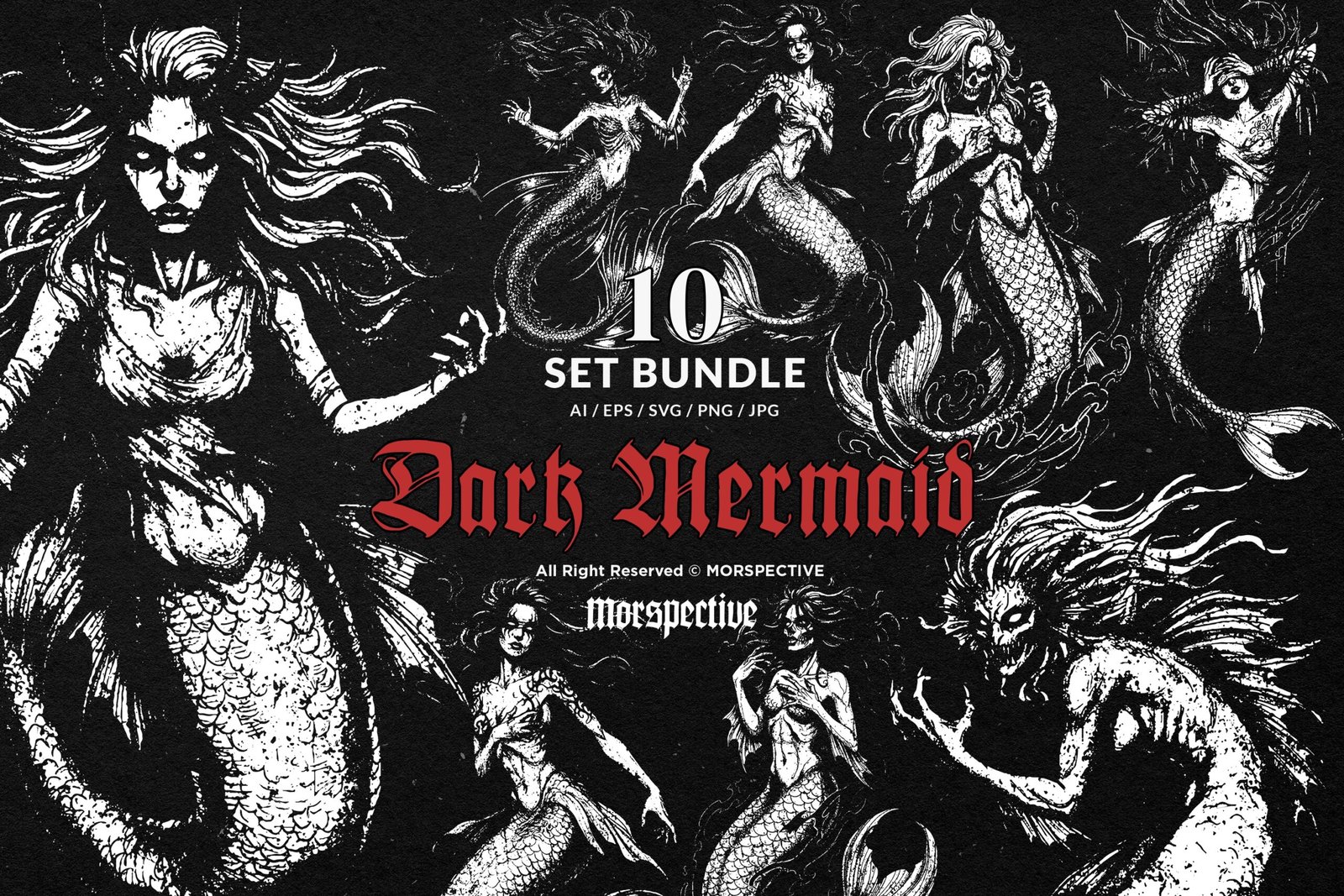 10 Bundle Dark Art Mermaid Girl 1 10 Bundle Dark Art Mermaid Girl
