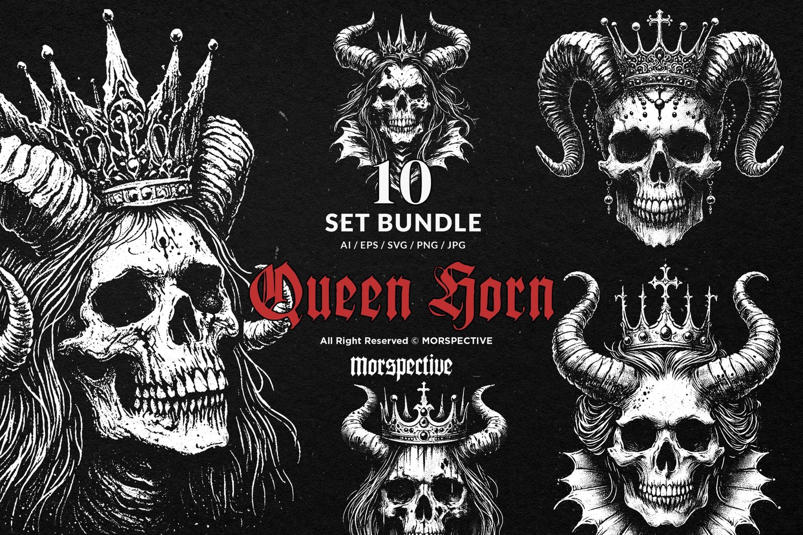 10 Bundle Dark Art Queen Skull Horn 1 10 Bundle Dark Art Queen Skull Horn