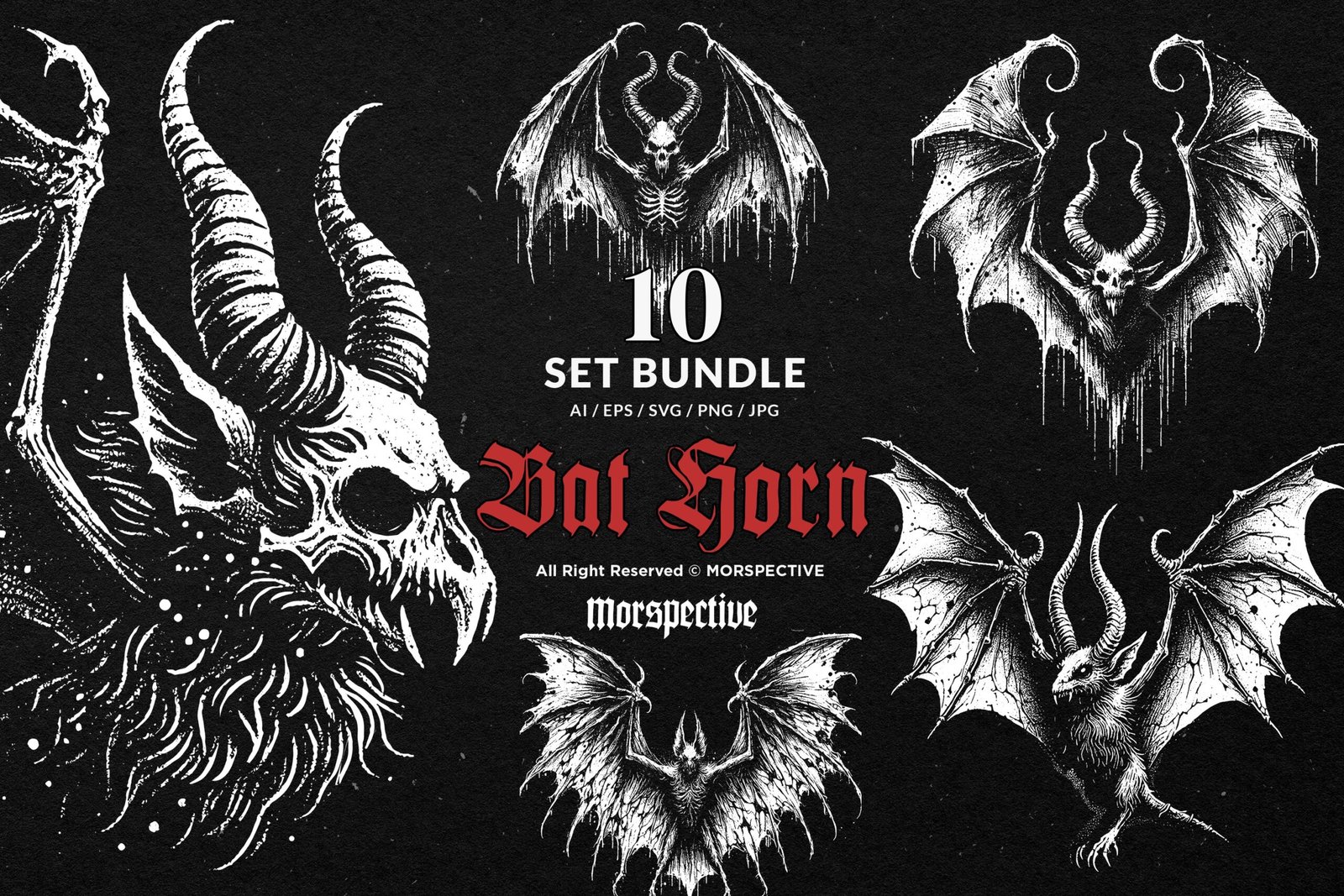 10 Bundle Dark Art Bat Horn 1 10 Bundle Dark Art Bat Horn