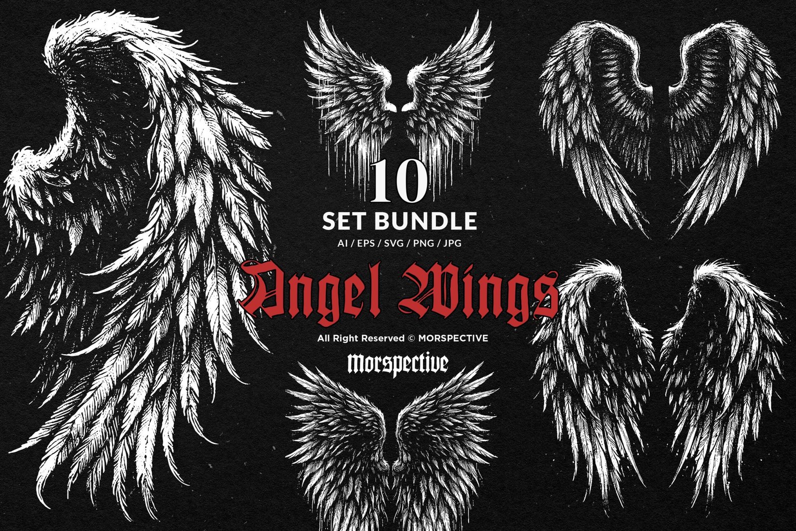 10 Bundle Dark Art Angel Wings 1 10 Bundle Dark Art Angel Wings