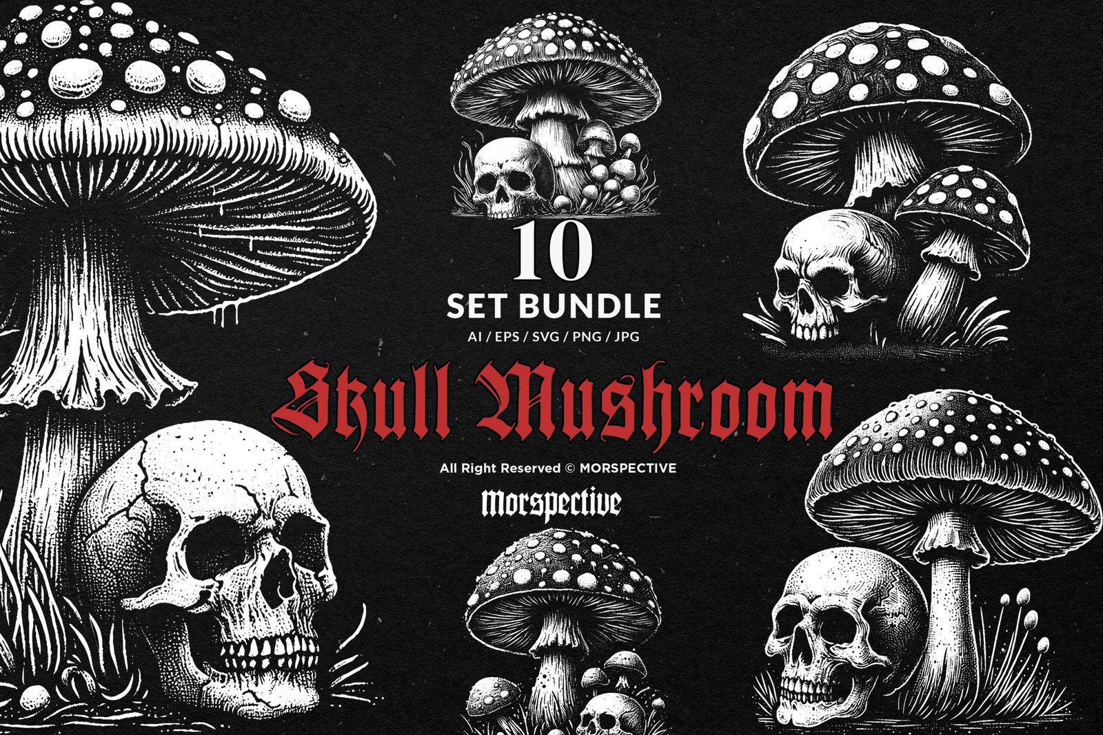 10 Bundle Dark Art Skull Mushroom 1 10 Bundle Dark Art Skull Mushroom