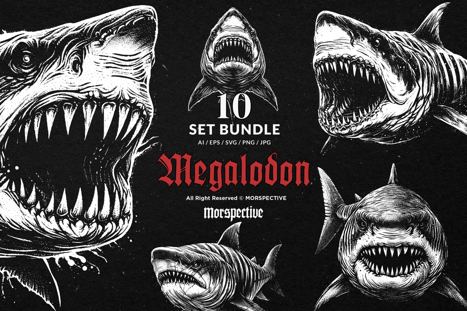 10 Bundle Dark Art Megalodon 1 10 Bundle Dark Art Megalodon
