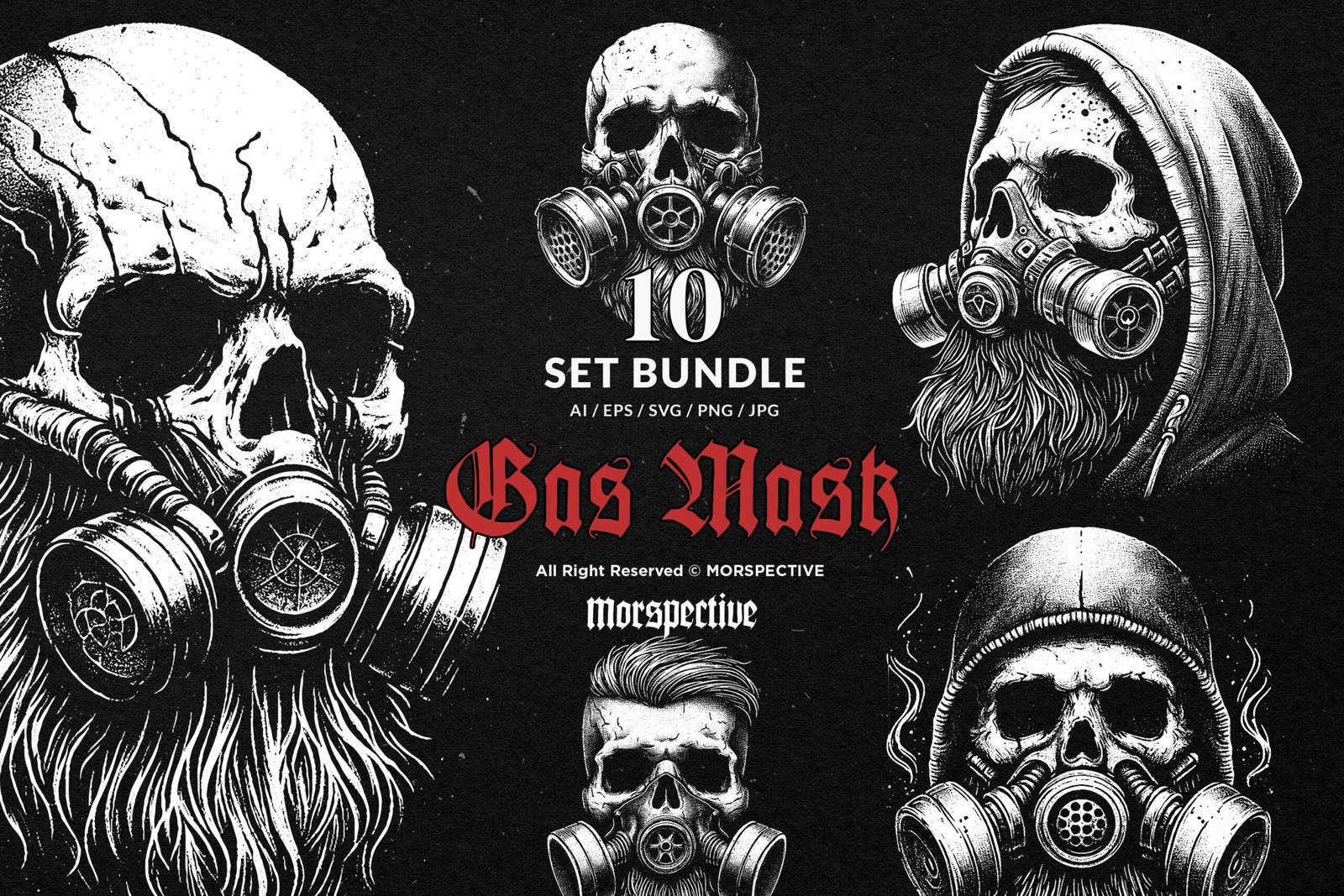 10 Bundle Dark Art Gas Mask Skull 1 10 Bundle Dark Art Gas Mask Skull