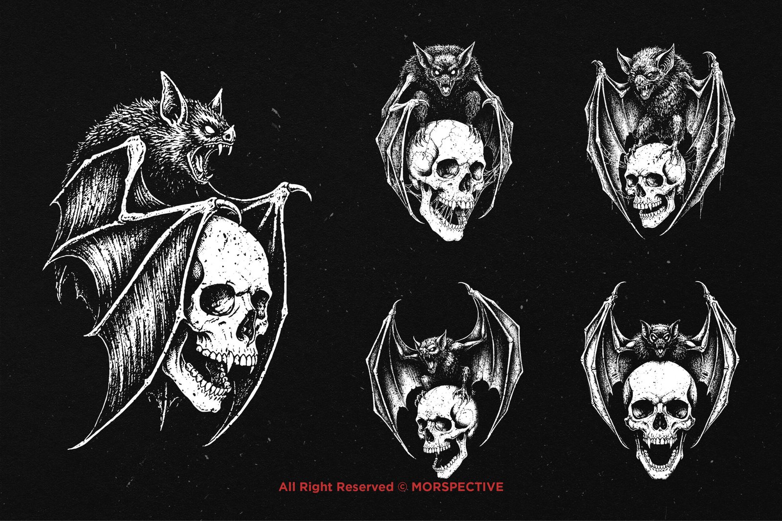 10 Bundle Dark Art Death Bat Skull 3 10 Bundle Dark Art Death Bat Skull - Image 3