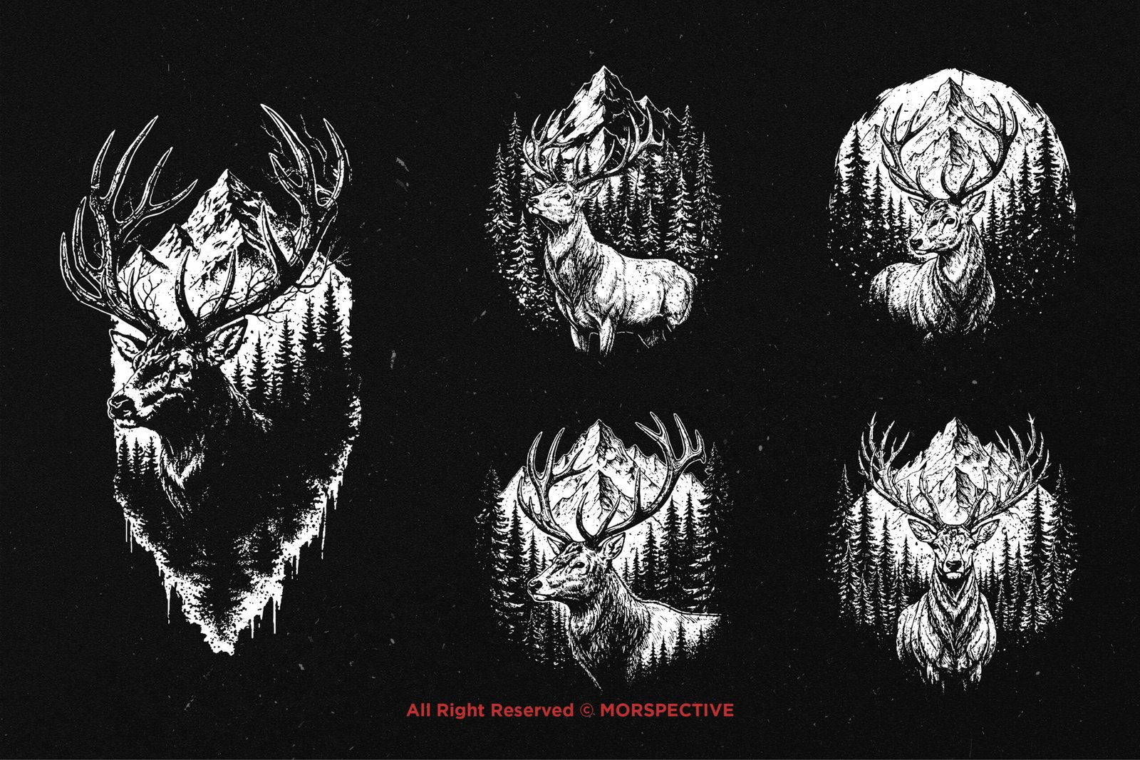 10 Bundle Dark Art Mountain Deer 3 10 Bundle Dark Art Mountain Deer - Image 3