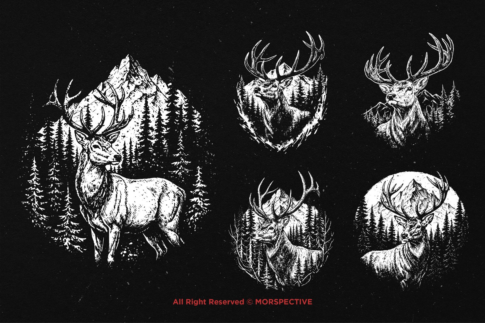 10 Bundle Dark Art Mountain Deer 4 10 Bundle Dark Art Mountain Deer - Image 4