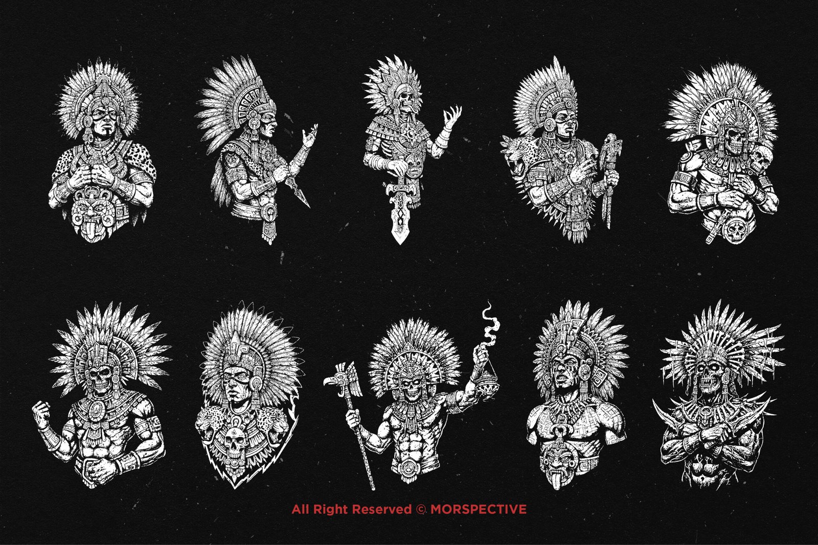 10 Bundle Dark Art Aztec God Warrior 5 10 Bundle Dark Art Aztec God Warrior - Image 5