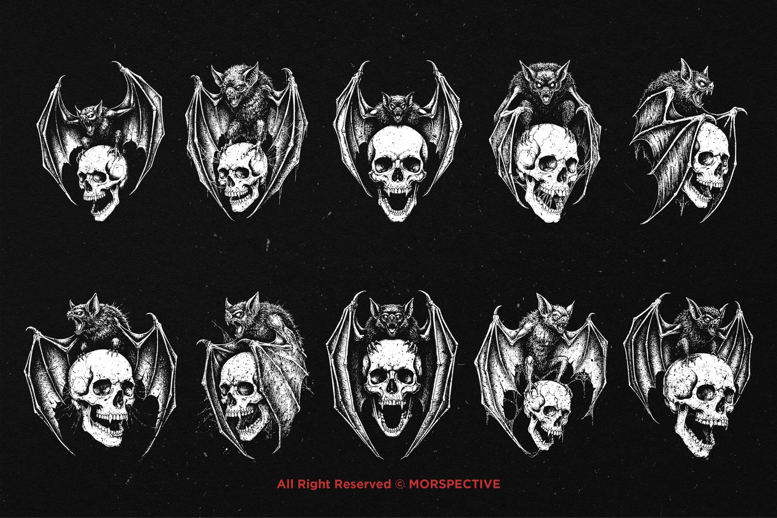 10 Bundle Dark Art Death Bat Skull 5 10 Bundle Dark Art Death Bat Skull - Image 5