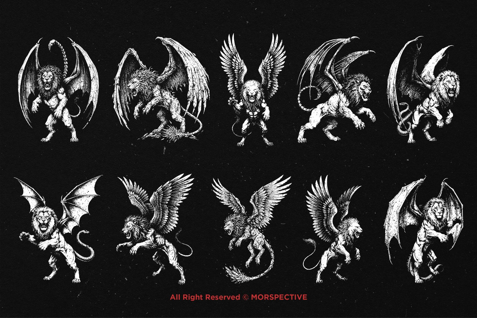 10 Bundle Dark Art Lion Wing Beast 5 10 Bundle Dark Art Lion Wing Beast - Image 5