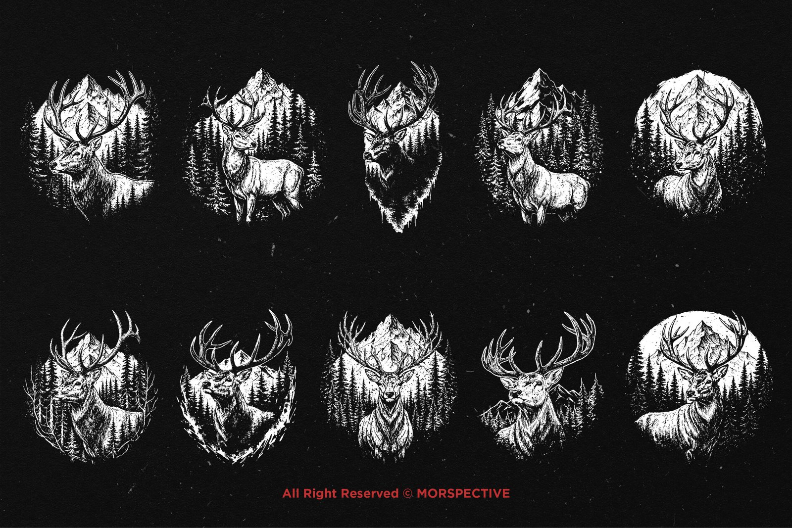 10 Bundle Dark Art Mountain Deer 5 10 Bundle Dark Art Mountain Deer - Image 5