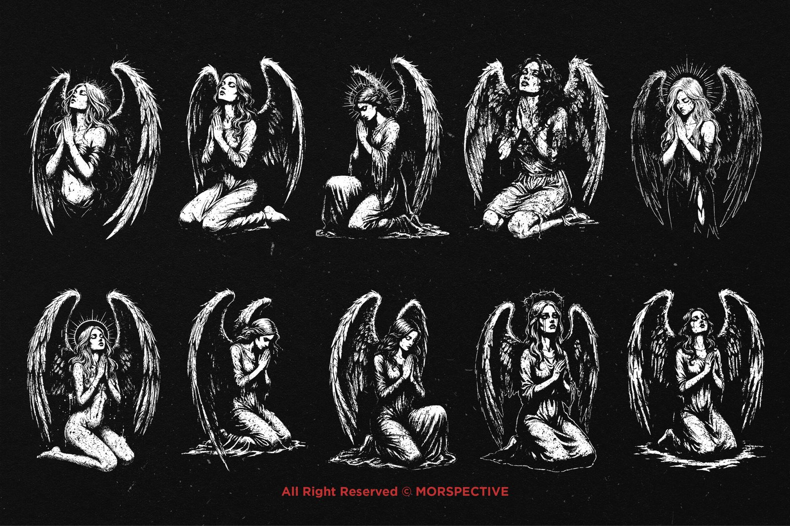 10 Bundle Dark Art Praying Angel 5 10 Bundle Dark Art Praying Angel - Image 5
