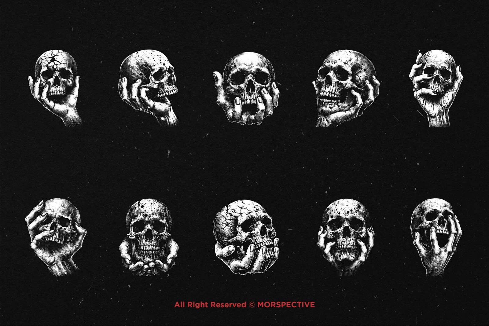 10 Bundle Dark Art Skull Head Holding 5 10 Bundle Dark Art Skull Head Holding - Image 5
