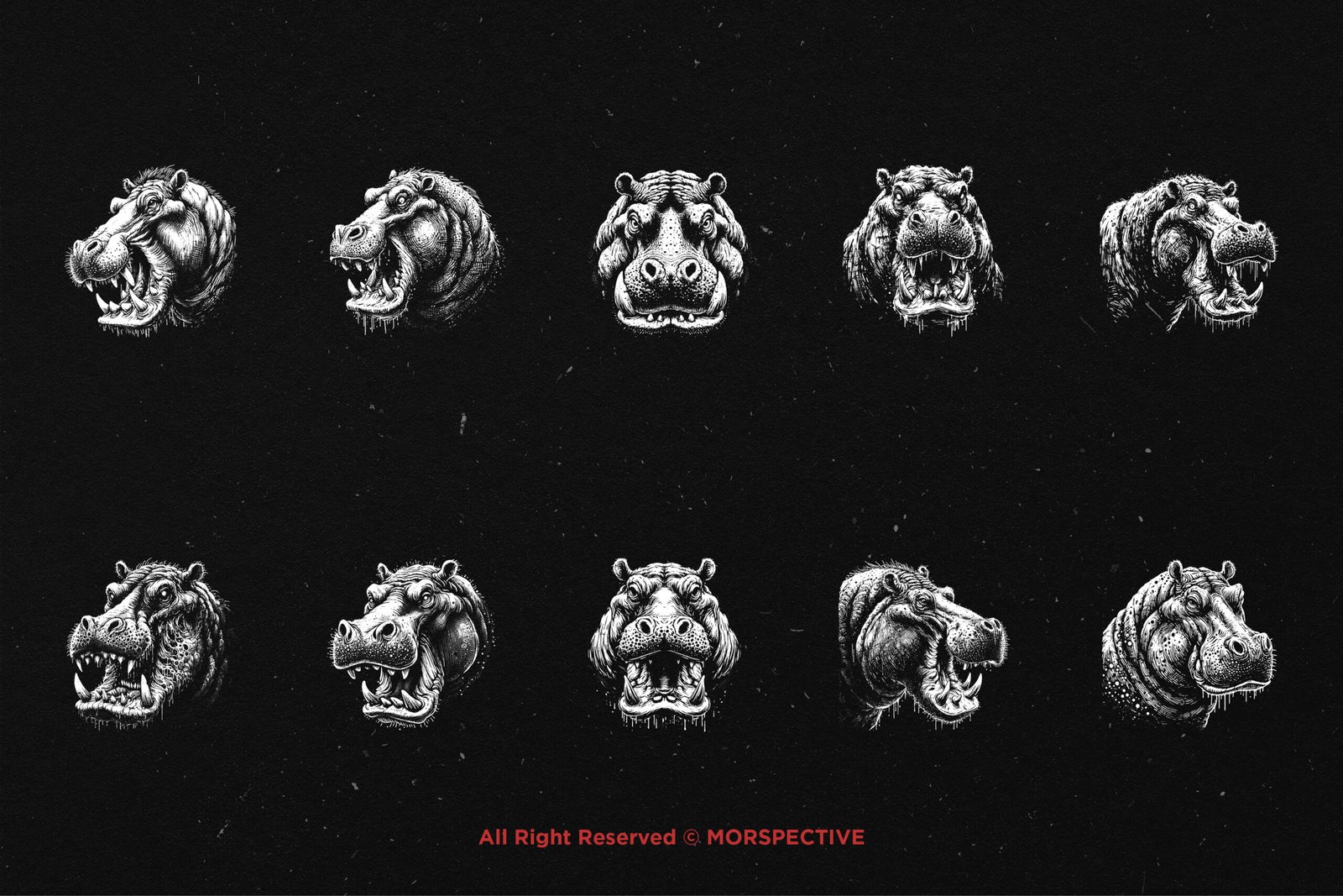 10 Bundle Dark Art Hippopotamus 5 10 Bundle Dark Art Hippopotamus - Image 5
